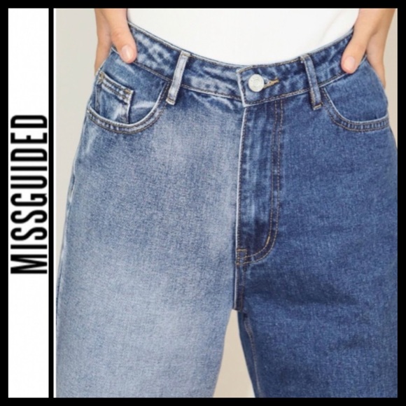 NWT Missguided Riot High Rise Splice Mom Jeans - Picture 4 of 8
